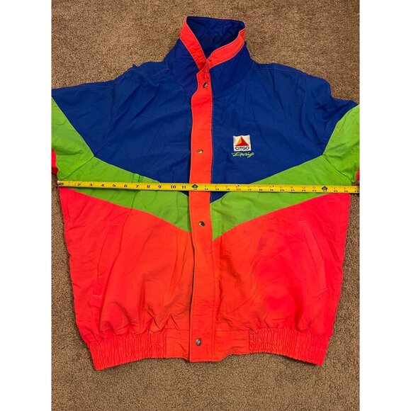 Vtg Citgo Racing NASCAR Windbreaker Jacket Sz L Neon Colorblock #21 Zip Bomber - Picture 3 of 6
